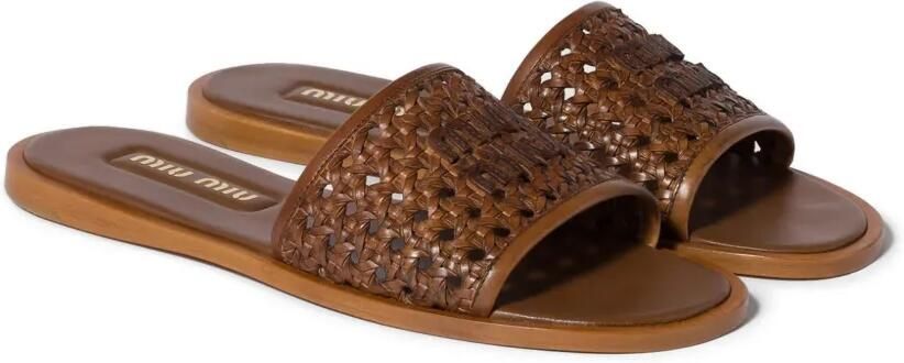 Miu Leren slippers Bruin - Foto 5