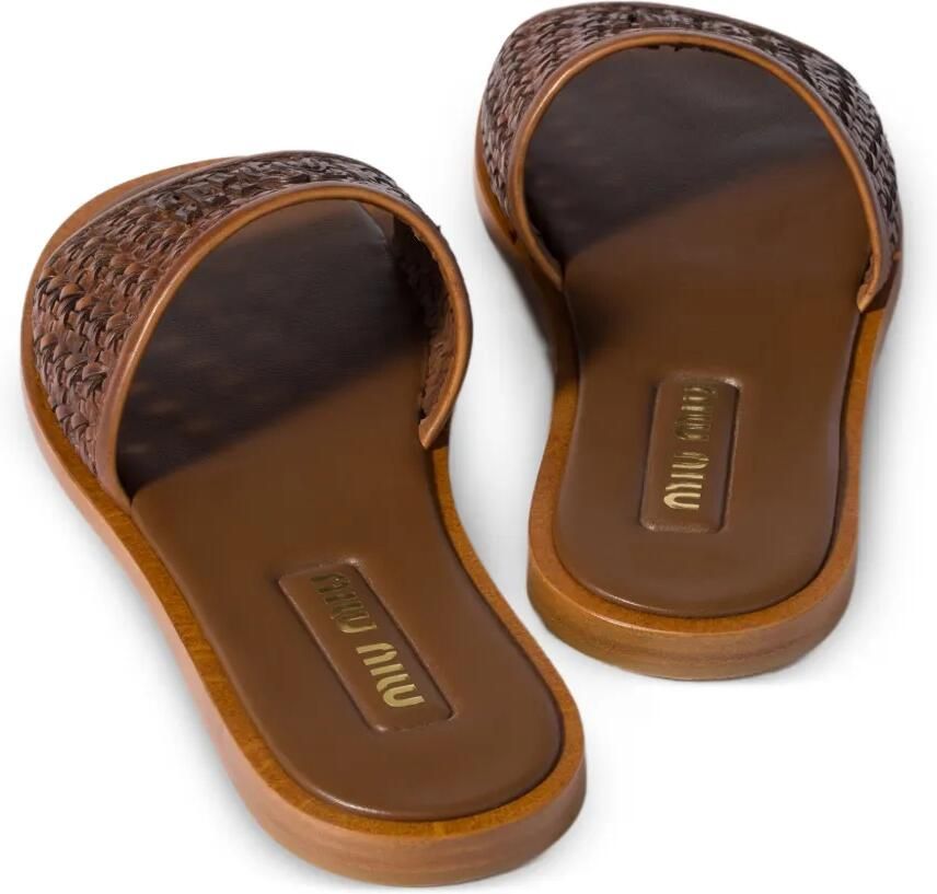 Miu Leren slippers Bruin - Foto 2