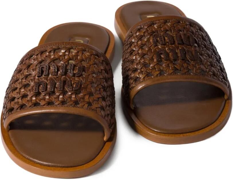 Miu Leren slippers Bruin - Foto 4