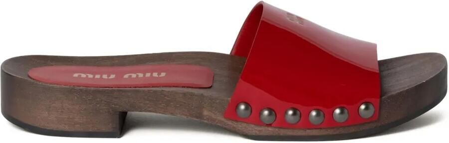 Miu Leren slippers Rood