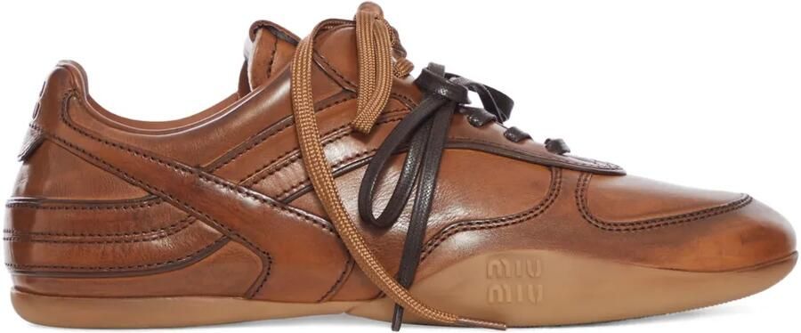 Miu Leren sneakers Bruin