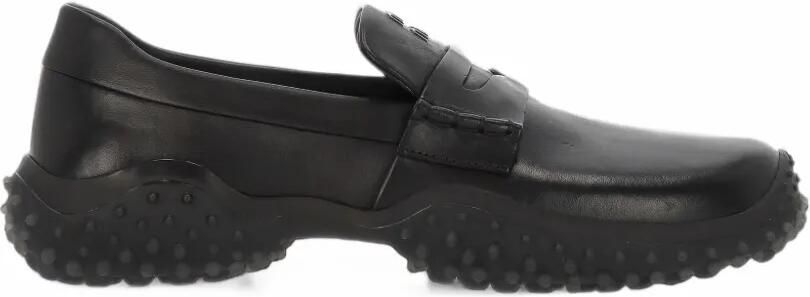 Miu Loafers met bewerkte zool en logo-reliëf Zwart