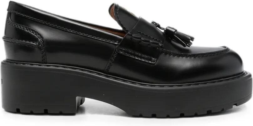 Miu Loafers met grove zool en kwastdetail Zwart