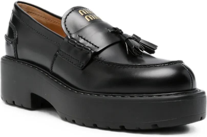 Miu Loafers met grove zool en kwastdetail Zwart - Foto 2