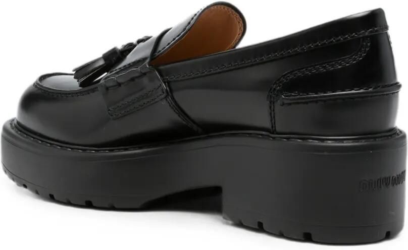 Miu Loafers met grove zool en kwastdetail Zwart - Foto 3