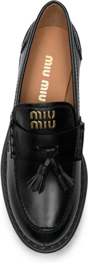 Miu Loafers met grove zool en kwastdetail Zwart - Foto 4