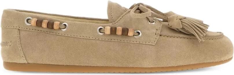 Miu Loafers met kwastje en kralen Beige