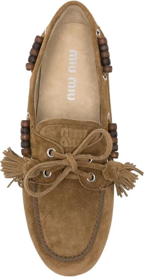 Miu Loafers met kwastje en kralen Bruin - Foto 2