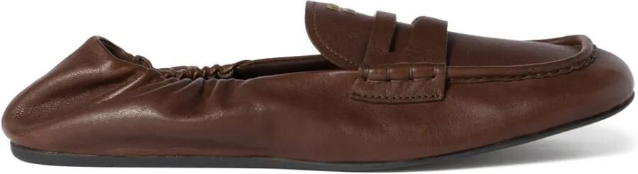 Miu Loafers met logo-reliëf Bruin