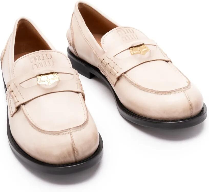 Miu Loafers met logodetail Beige - Foto 2