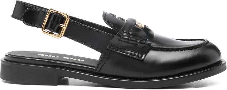 Miu Loafers met logoplakkaat Zwart