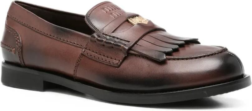 Miu Loafers met muntdetail en franje Bruin - Foto 3