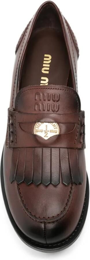 Miu Loafers met muntdetail en franje Bruin - Foto 4