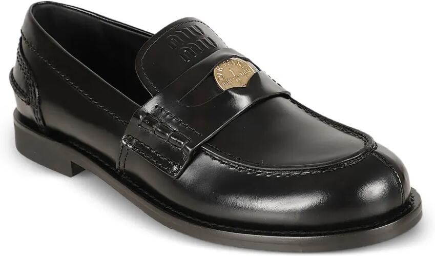 Miu Loafers met ronde neus en muntdetail Zwart - Foto 2