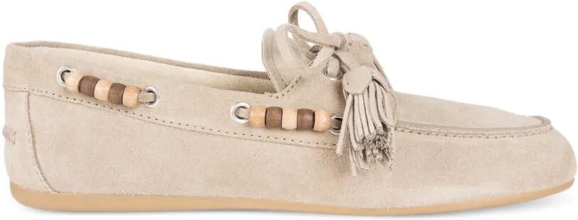 Miu Loafers verfraaid met kwasten en houten kralen Beige