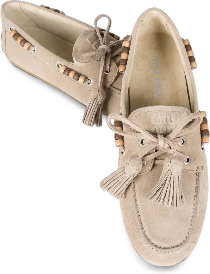 Miu Loafers verfraaid met kwasten en houten kralen Beige - Foto 3
