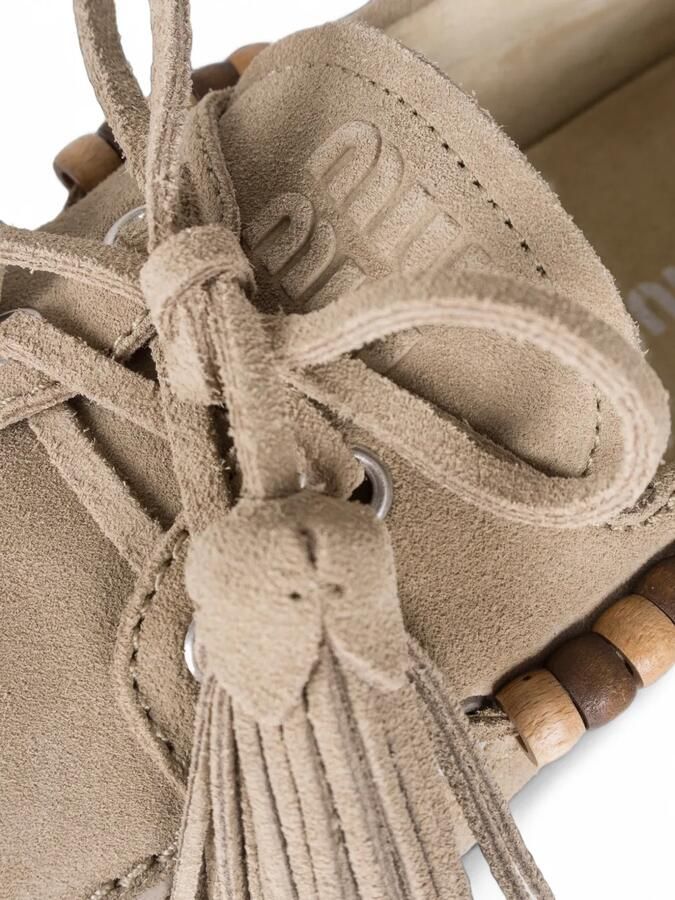 Miu Loafers verfraaid met kwasten en houten kralen Beige - Foto 4