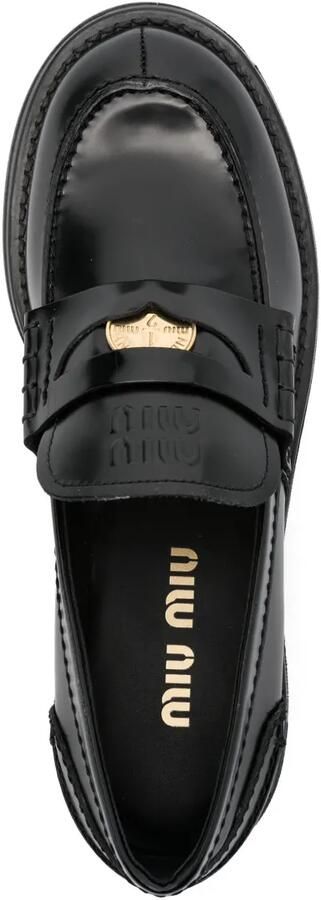 Miu Loafers verfraaid met munt en blokhak Zwart - Foto 4