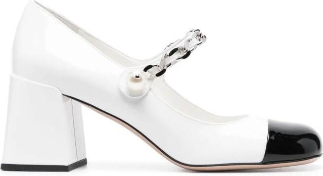 Miu Mary Jane leren pumps Wit