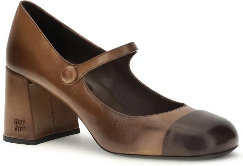 Miu Mary Jane pumps met kapneus Bruin - Foto 2