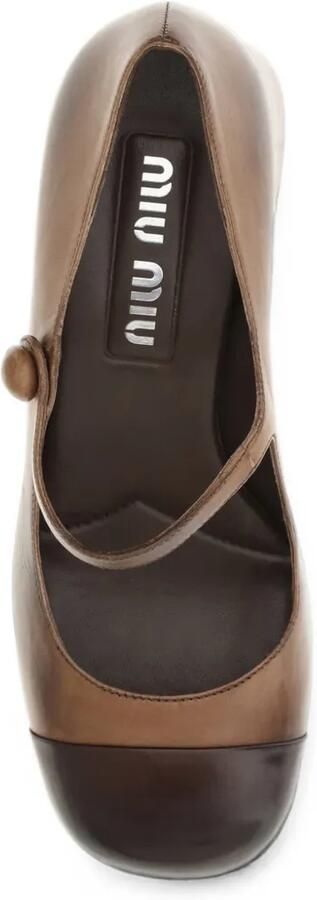 Miu Mary Jane pumps met kapneus Bruin - Foto 4