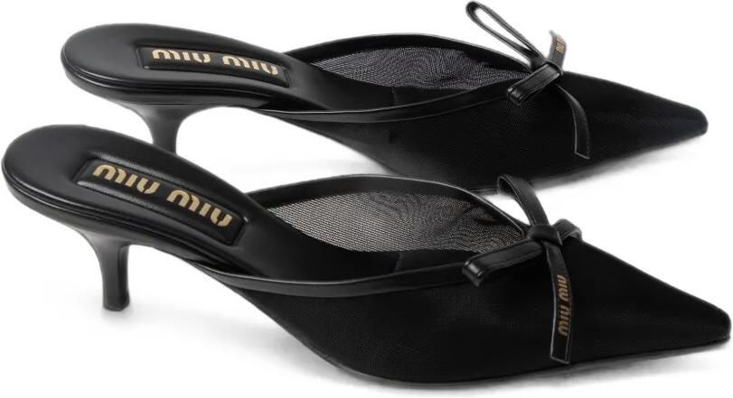 Miu Mesh pumps verfraaid met strik Zwart - Foto 5