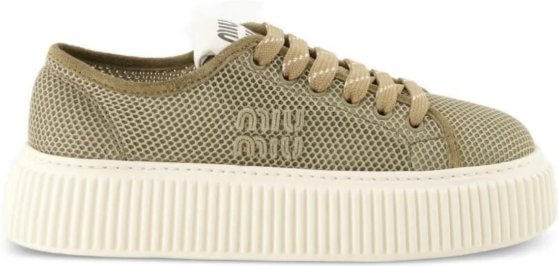 Miu Mesh sneakers met plateauzool Bruin