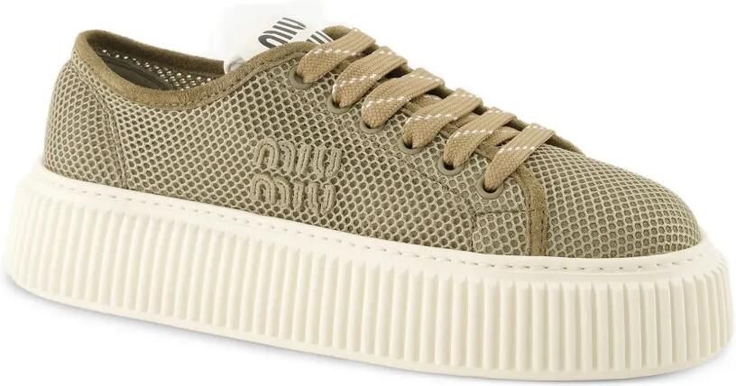 Miu Mesh sneakers met plateauzool Bruin - Foto 4