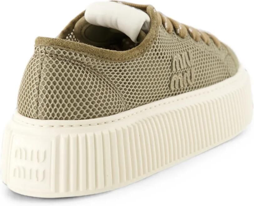 Miu Mesh sneakers met plateauzool Bruin - Foto 3