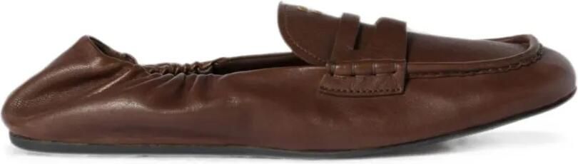 Miu Penny loafers met logo-reliëf Bruin