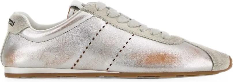 Miu Plume metallic sneakers Zilver