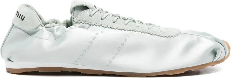 Miu Plume satijnen sneakers Groen
