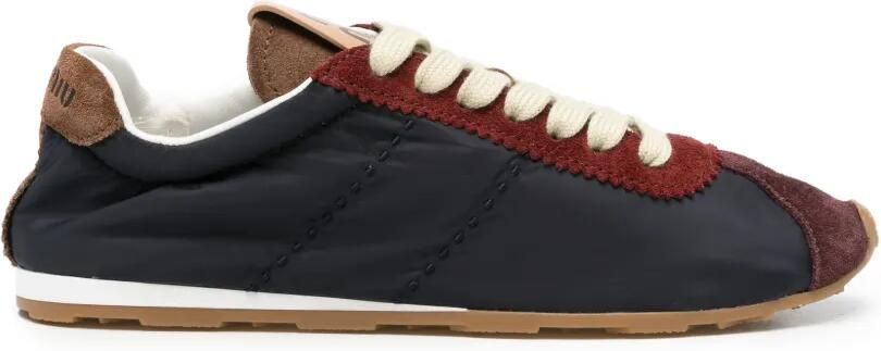 Miu Plume sneakers met suède afwerking en vlakken Blauw