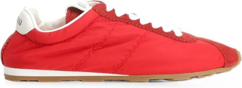 Miu Plume sneakers van technische stof en suède Rood