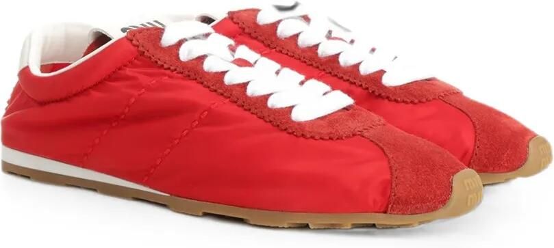 Miu Plume sneakers van technische stof en suède Rood - Foto 4