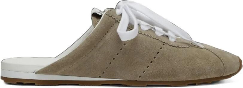 Miu Plume suede mules Beige