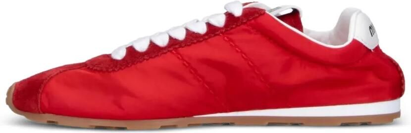 Miu Plume suede-panelled sneakers Rood - Foto 4