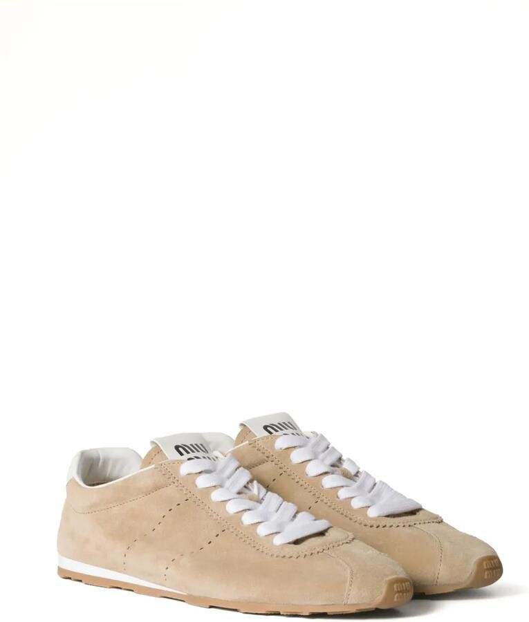 Miu Plume suède sneakers Beige