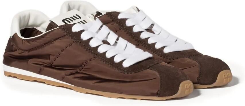 Miu Plume suède sneakers Bruin