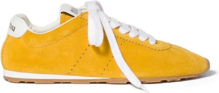 Miu Plume suède sneakers Geel
