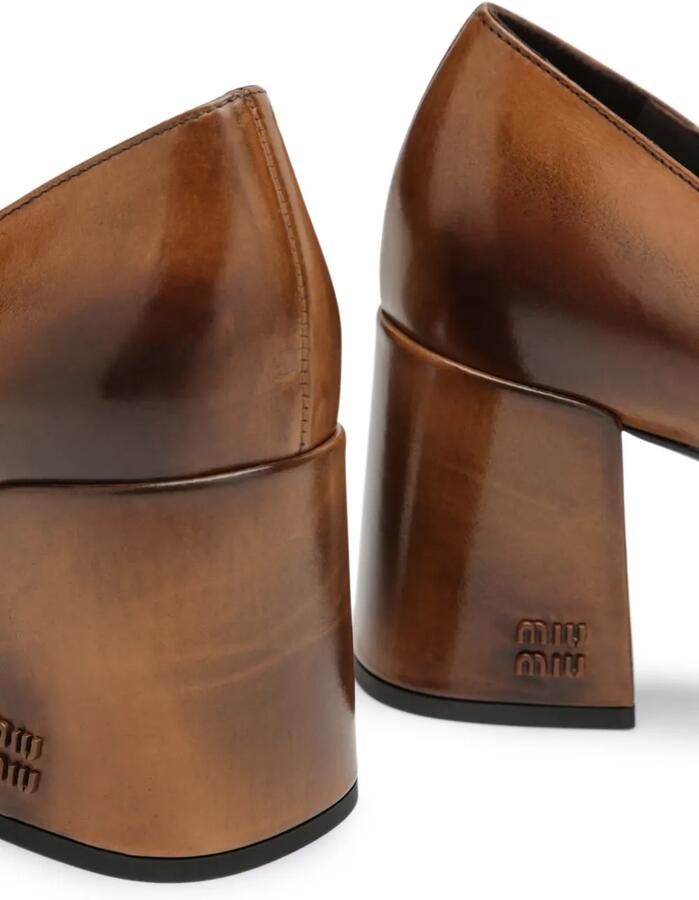 Miu Pumps met blokhak en kapneus Bruin - Foto 3