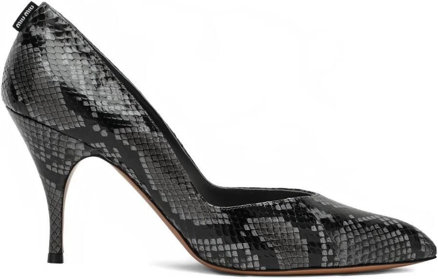 Miu Pumps met slangenleer-effect puntige neus en hak Grijs
