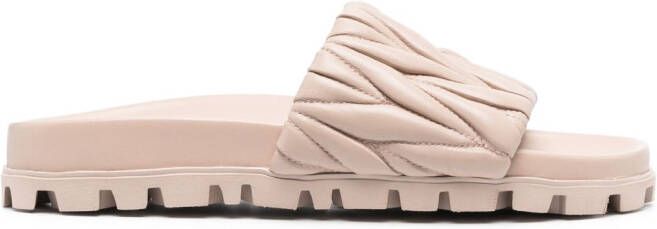 Miu Leren muiltjes Beige