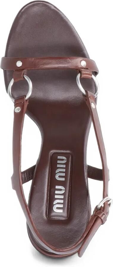 Miu Leren sandalen met ringdetail Bruin