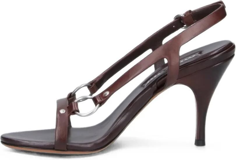 Miu Leren sandalen met ringdetail Bruin - Foto 3