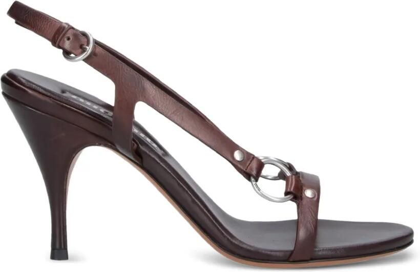 Miu Leren sandalen met ringdetail Bruin - Foto 4