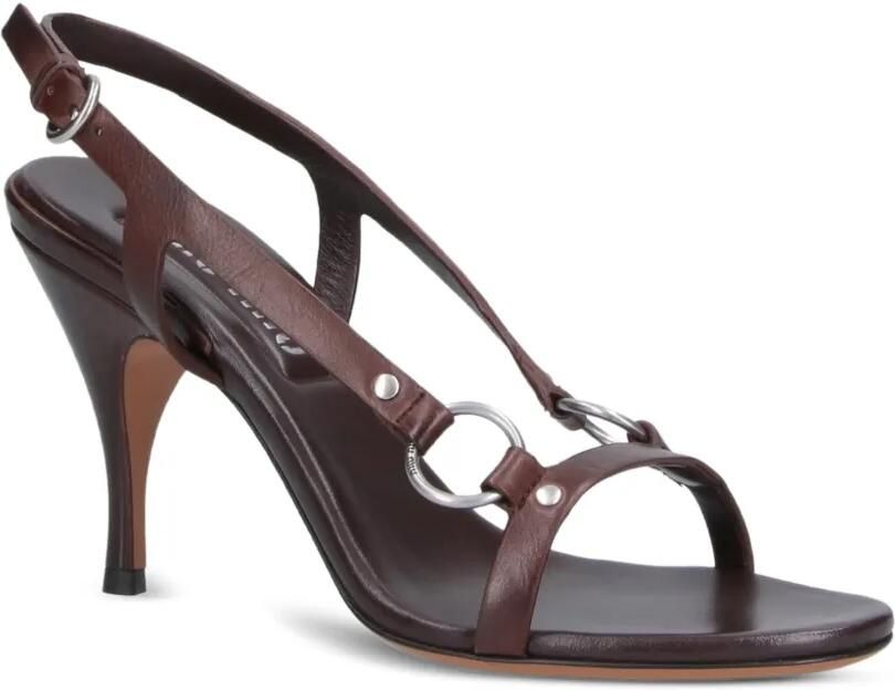 Miu Leren sandalen met ringdetail Bruin - Foto 2