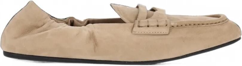 Miu ruched-detail loafers Beige