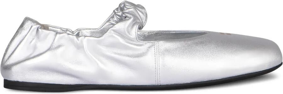 Miu Ruches nappa ballerina's Zilver