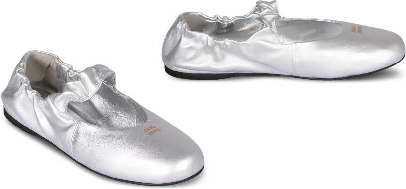 Miu Ruches nappa ballerina's Zilver - Foto 3